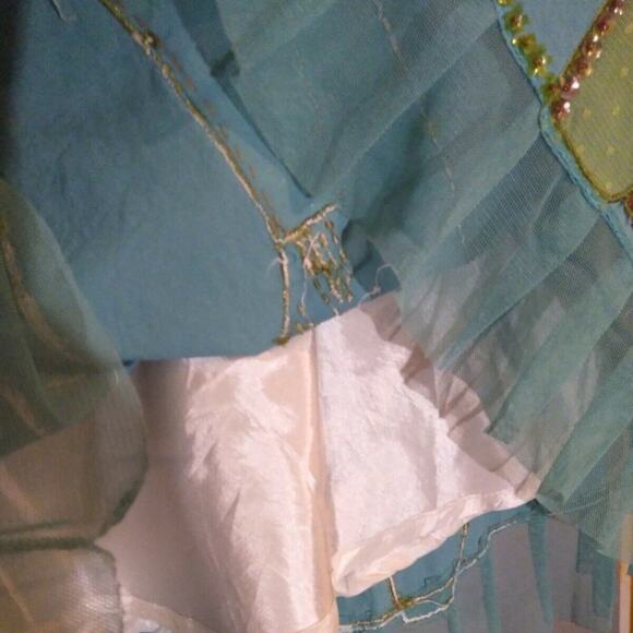 Basil & Maude Aqua Colored A-line Skirt Flowers sz 6 - Picture 3 of 8